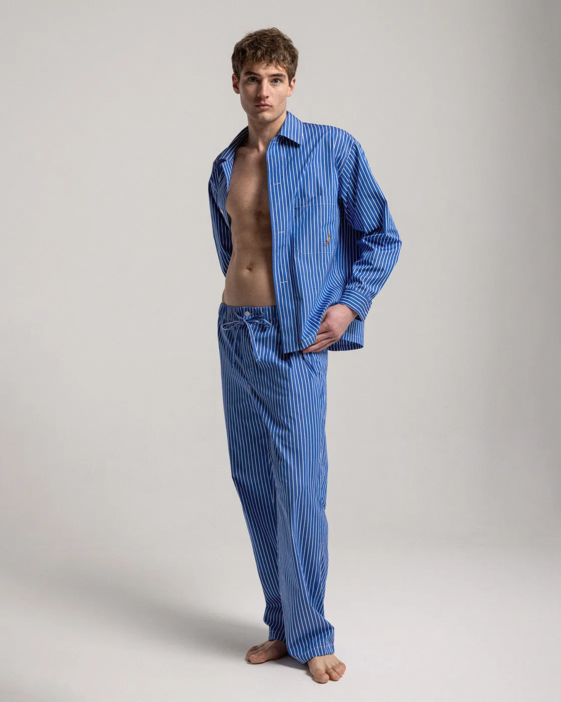 Mosso Sunwear Blue Striped camicia cotone a righe blu