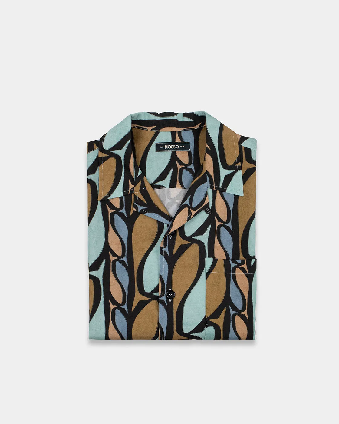 Mosso Sunwear Pesci camicia Tencel fantasia pesci marrone