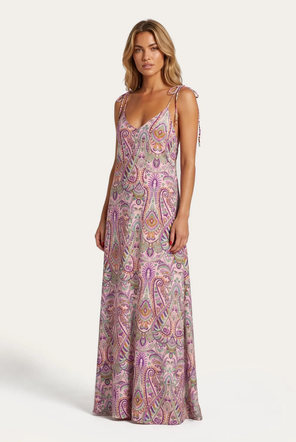4Giveness Paisley Bloom abito lungo fantasia scollato