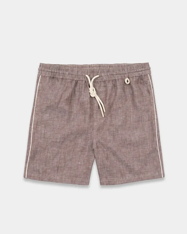 Mosso Sunwear Athens shorts lino marrone gamba dritta