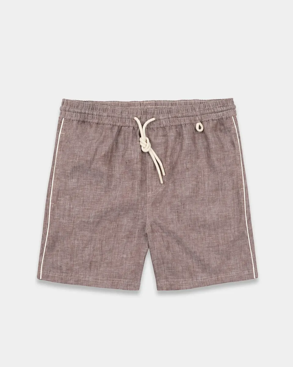 Mosso Sunwear Athens shorts lino marrone gamba dritta