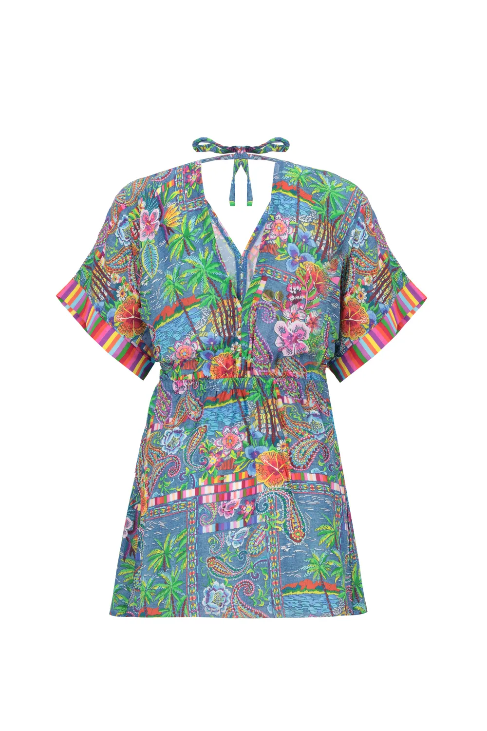 4 Giveness Mexican abito bimba denim scollo V