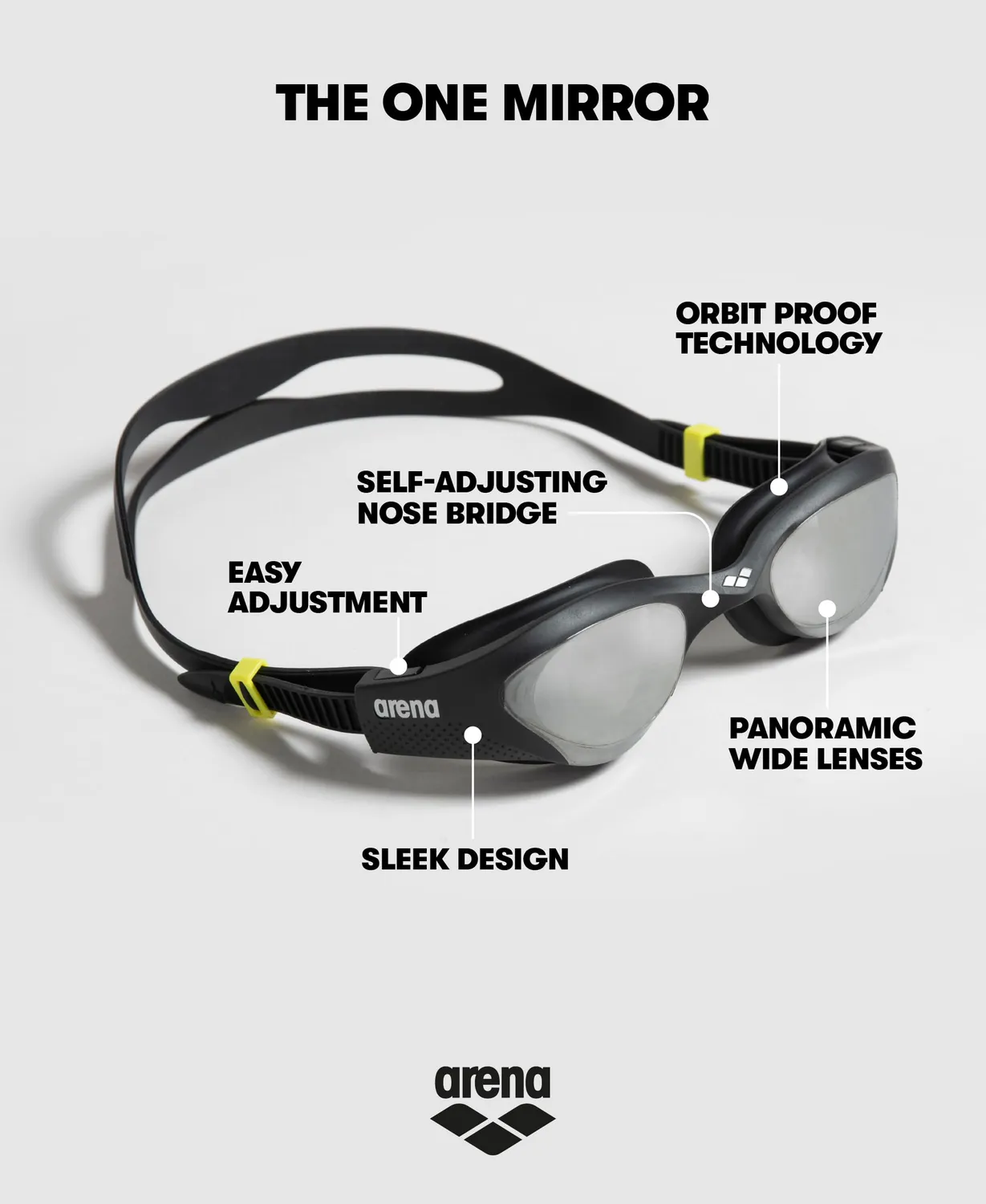 Arena The One Mirror occhialini nuoto blu specchiati