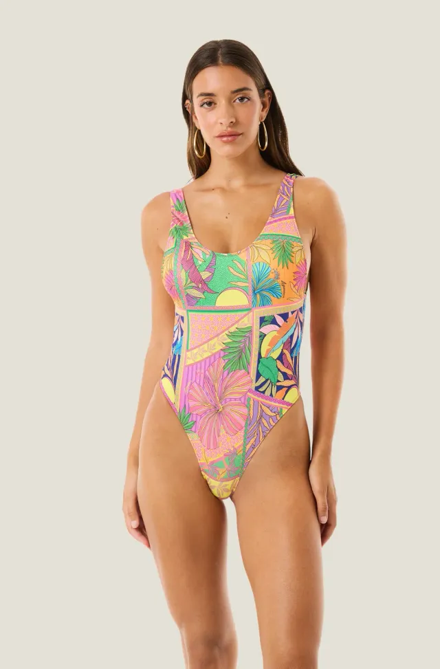 4 Giveness Pop Foulard costume intero var. unica stampa tropicale