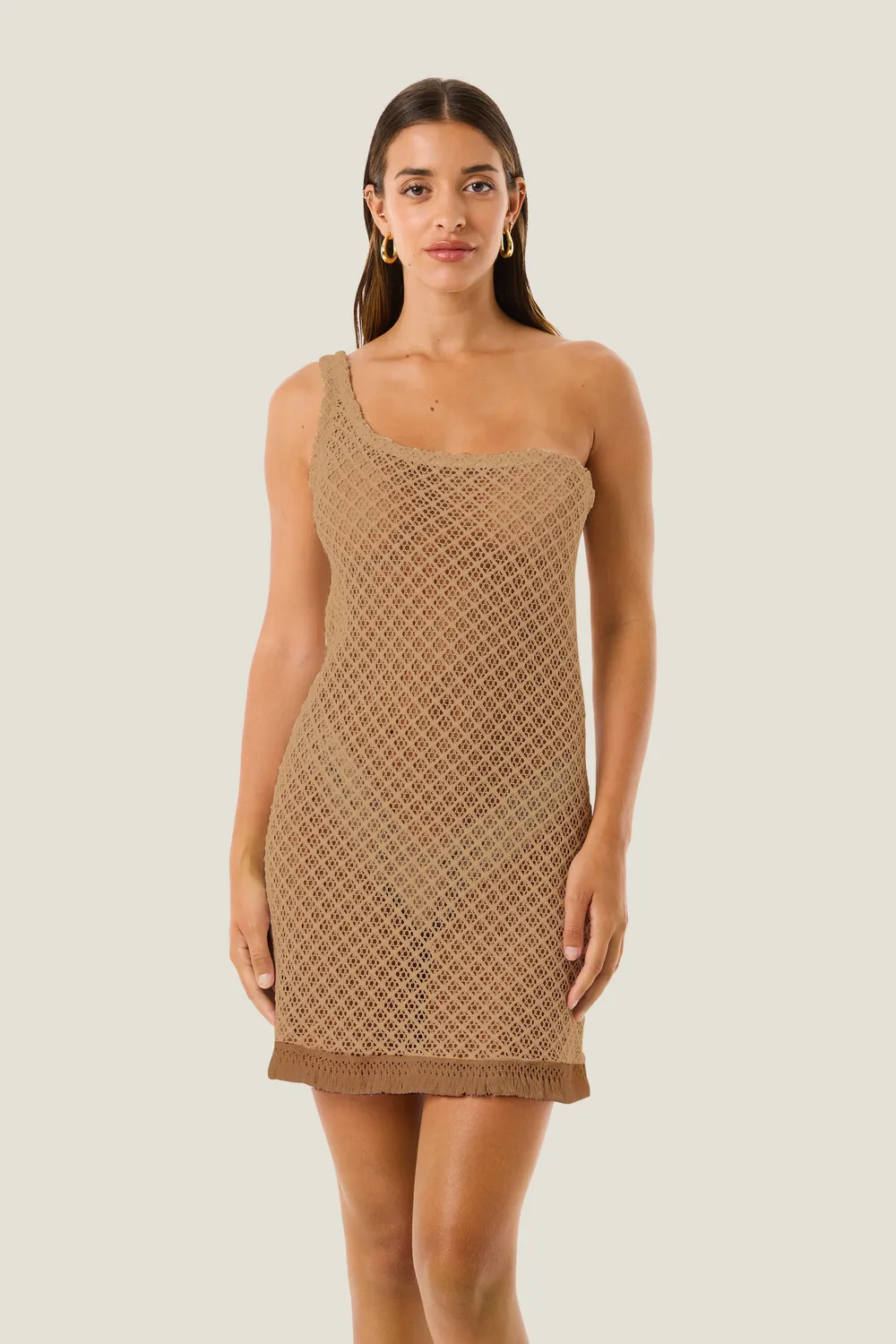 4 Giveness Natural Mesh Abito Corto Ecru Leggero