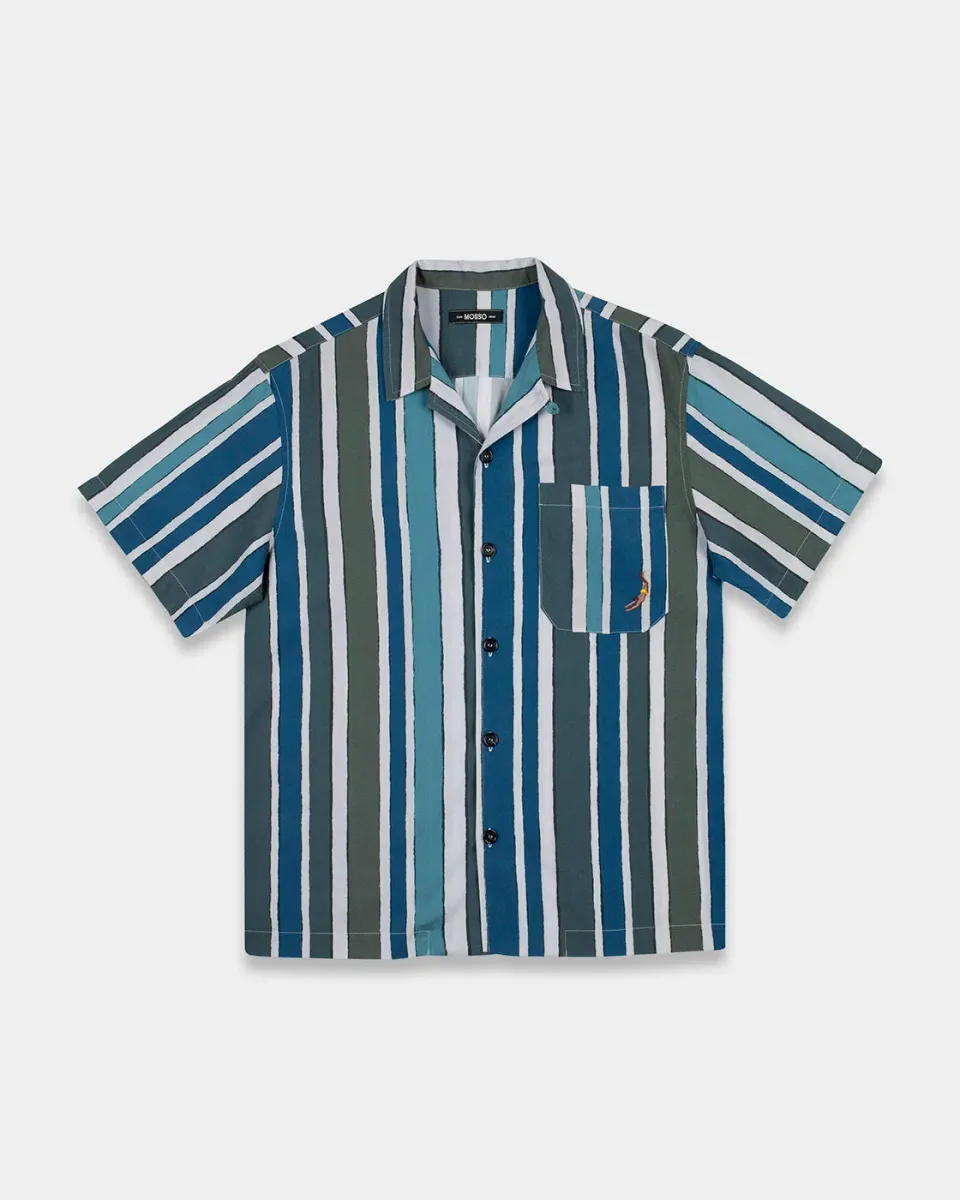 Mosso Sunwear Baiadera camicia maniche corte blu a righe
