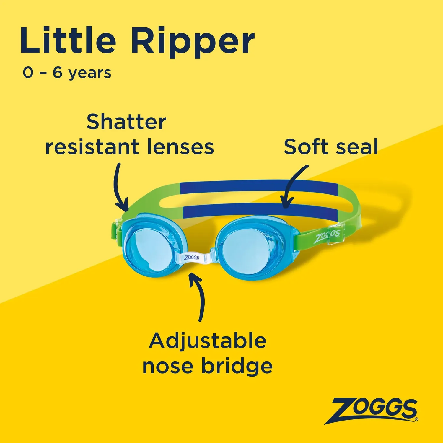 Zoggs Little Ripper occhialini bimbo aqua blu anti-UV