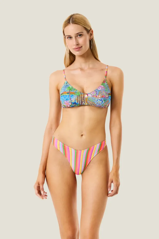 4 Giveness Top Denim Mexican top bikini denim stampato