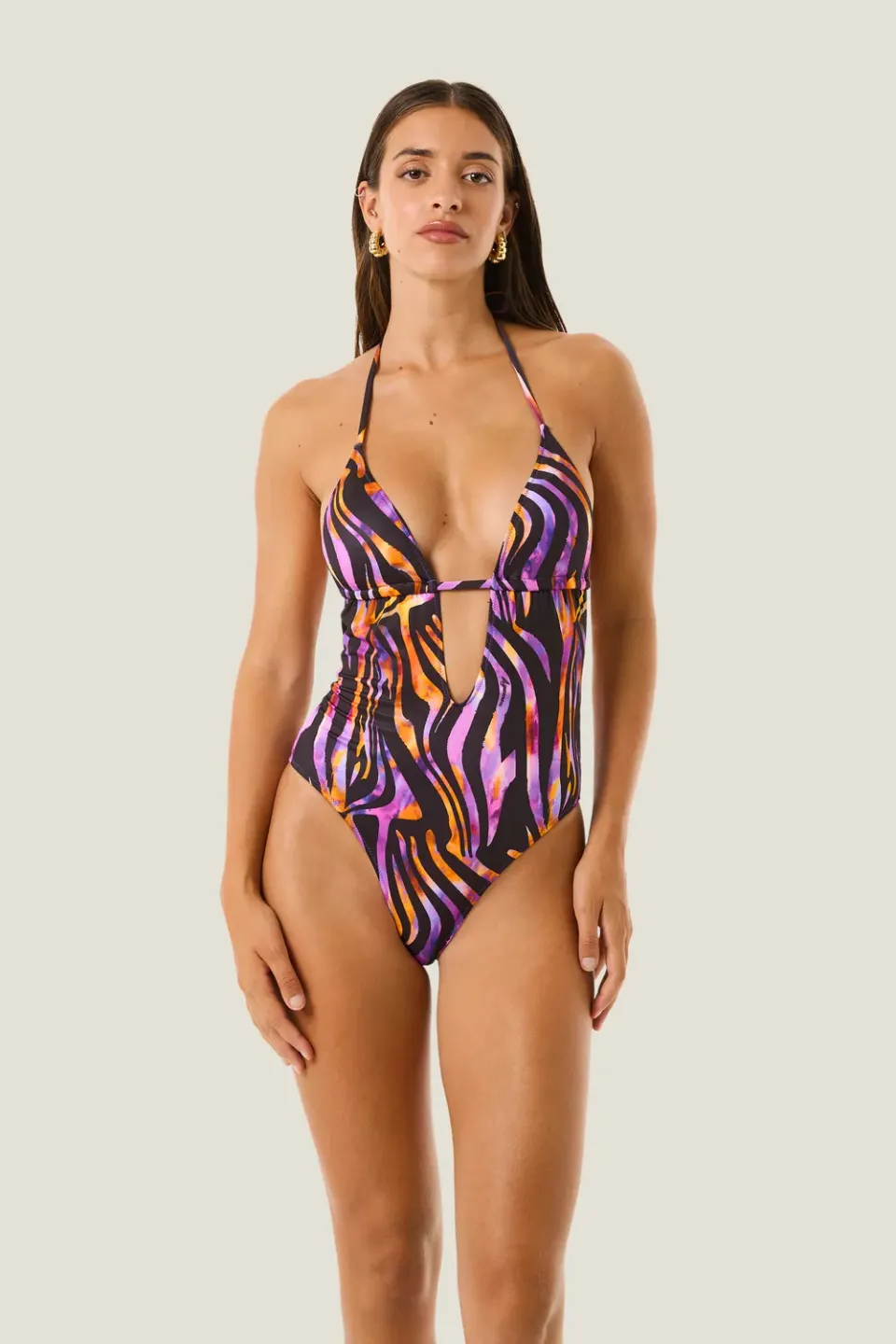 4 Giveness Hypnotic Zebra Costume Intero Donna Lycra