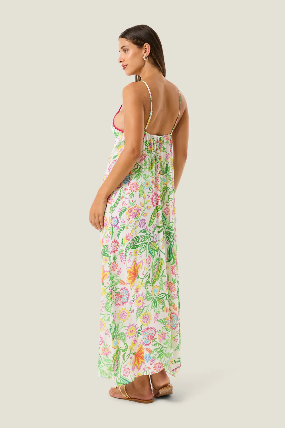 4 Giveness Flowers Colors vestito lungo morbido fantasia fiori