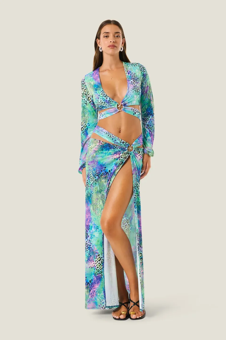 4 Giveness gonna lunga spacco animalier rosa variante unica