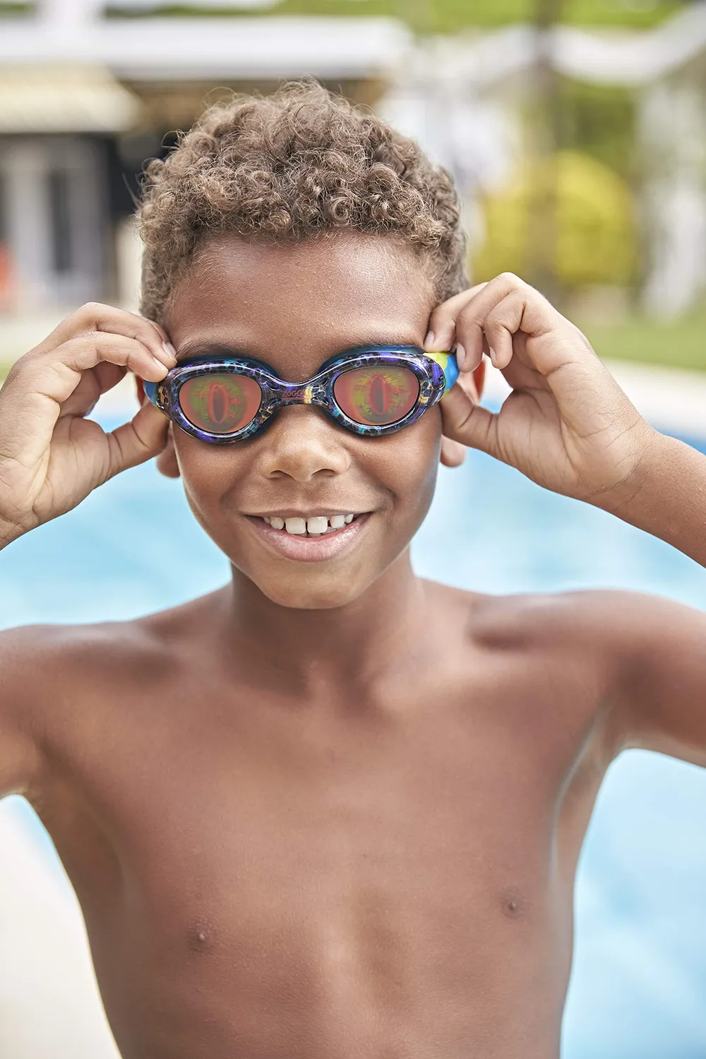 Zoggs Sea Demon Junior occhialini nuoto nero blu ologramma 6-14 anni