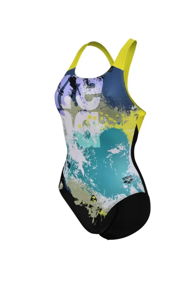 Arena Waves Breaking V Back intero donna nero verde 44