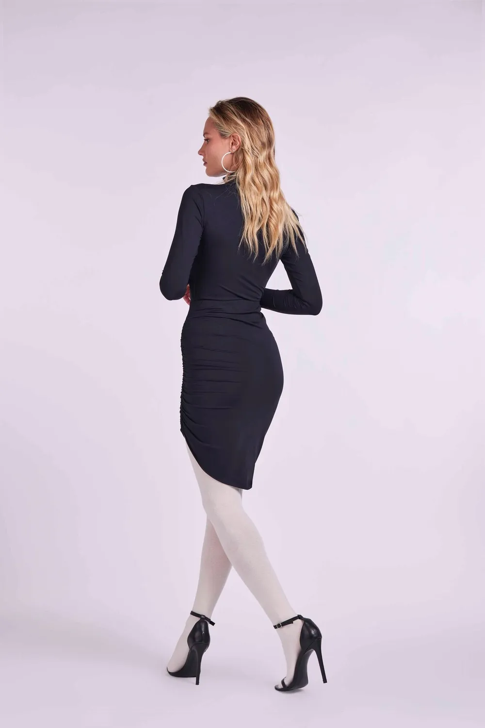 4 Giveness Cup top dolcevita lycra nero maniche lunghe