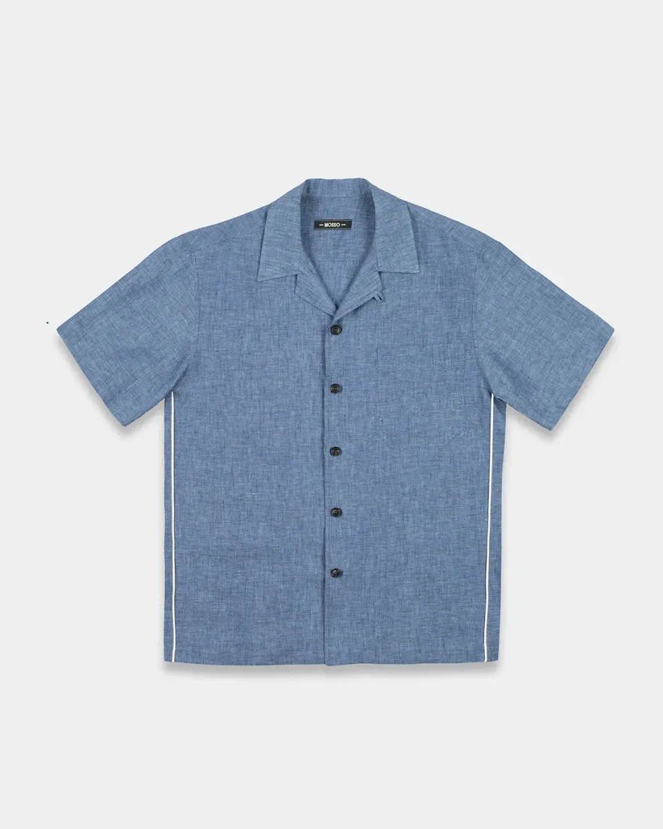 Mosso Sunwear Pantelleria camicia lino blu manica corta