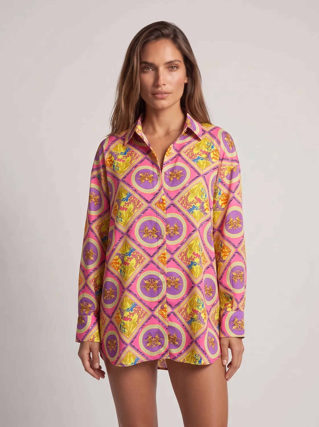4 Giveness Georgette camicia corta mare pretty leo rosa