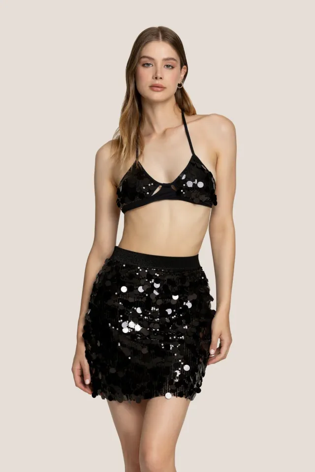 4 Giveness Luxe Style Minigonna Paillettes Nera