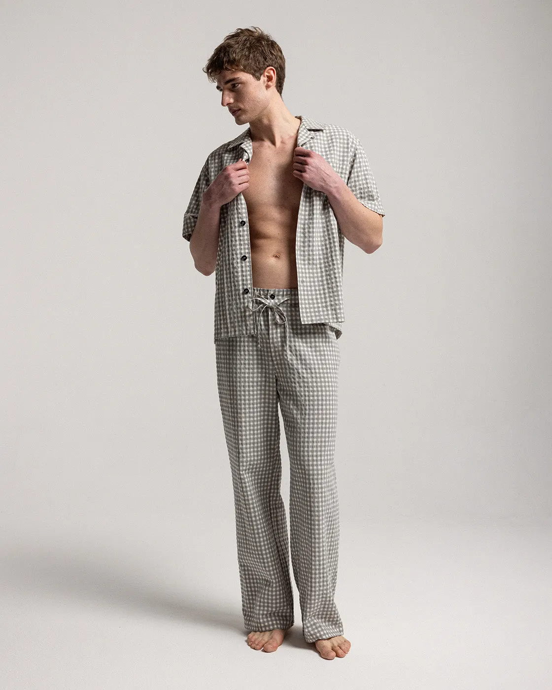 Mosso Sunwear Vichy pantalone grigio seersucker