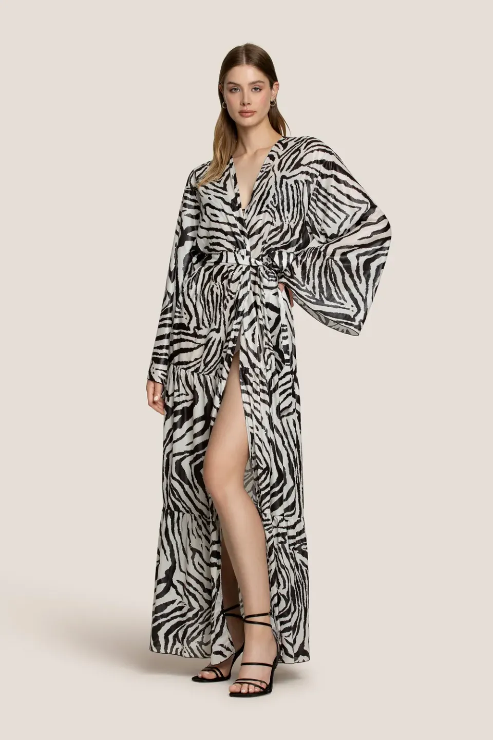 4 GIVENESS Zebra Night kimono con cintura SM fantasia zebra