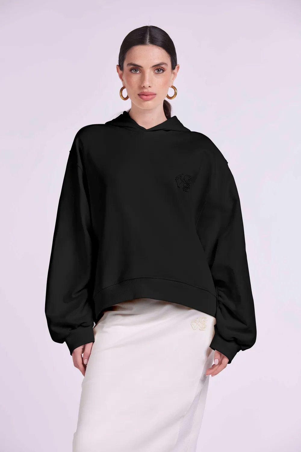 4 Giveness Hoodie Embroidery 4GVS felpa grigia cotone