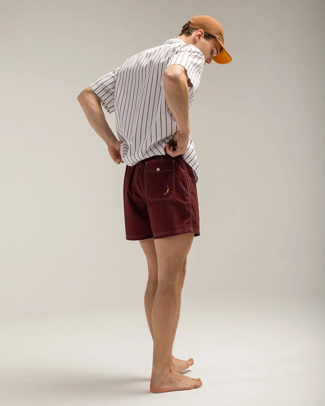 Mosso Sunwear Brown Sun Stripes camicia marrone cotone