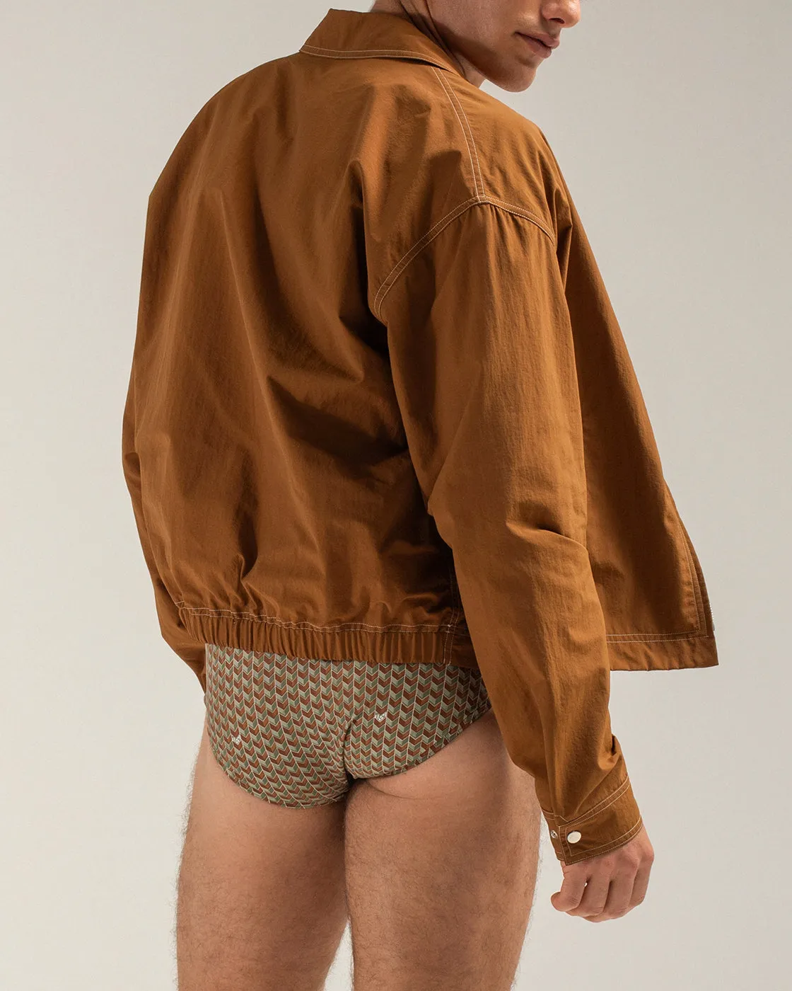 Mosso Sunwear Brown Boxy Fit giacca marrone tessuto tecnico