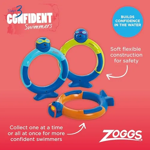 Zoggs Zoggy Dive Rings giochi subacquei bambini 4 bastoncini