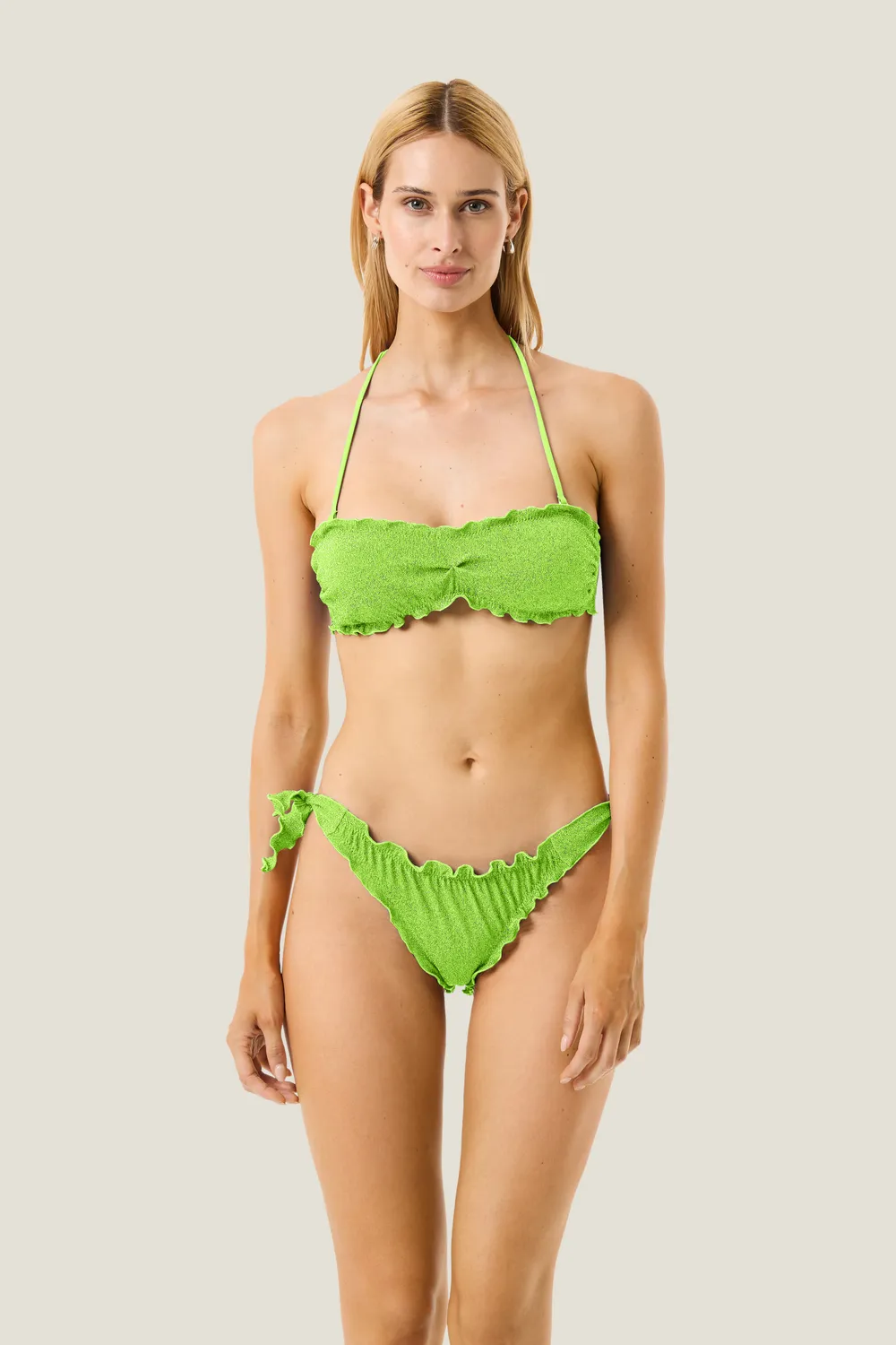 4 Giveness Color Lurex bikini fascia lurex fiocchi laterali