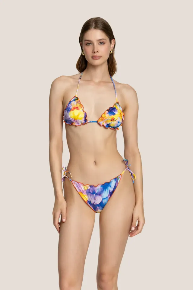 4 Giveness Digital Flower bikini triangolo fantasia laccetti