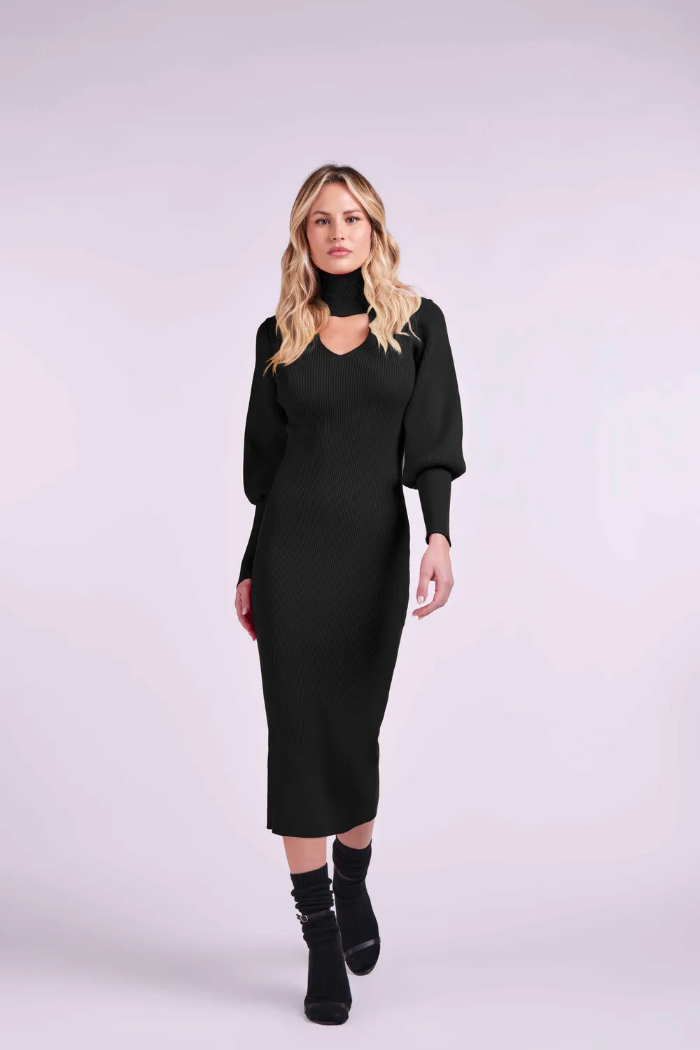 4 Giveness Long Knitted abito lungo maglia nero M