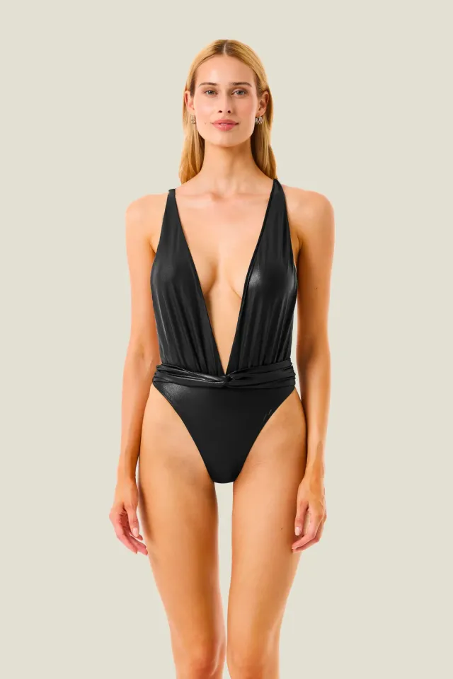 4 Giveness Metallic Touch Resort costume intero oro laminato