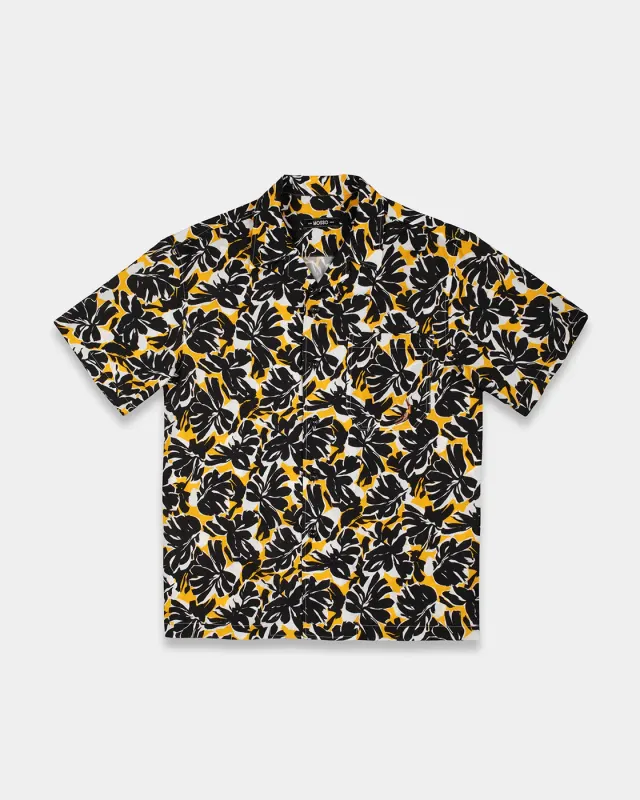 Mosso Sunwear Foliage camicia maniche corte nera gialla