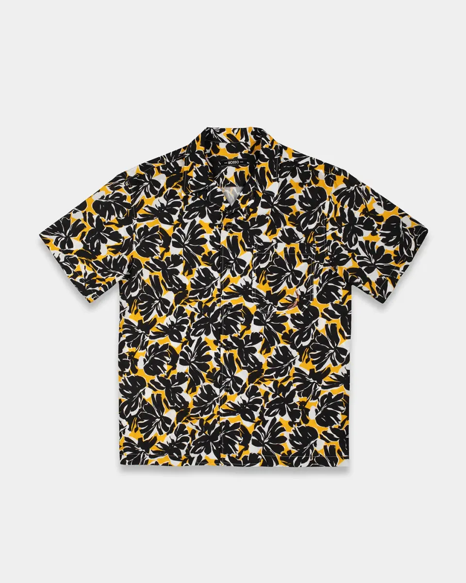 Mosso Sunwear Foliage camicia maniche corte nera gialla