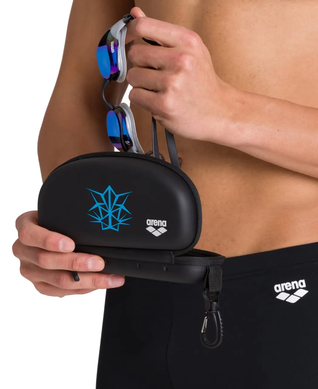 Arena Goggle Case astuccio occhialini rigido nero All-black