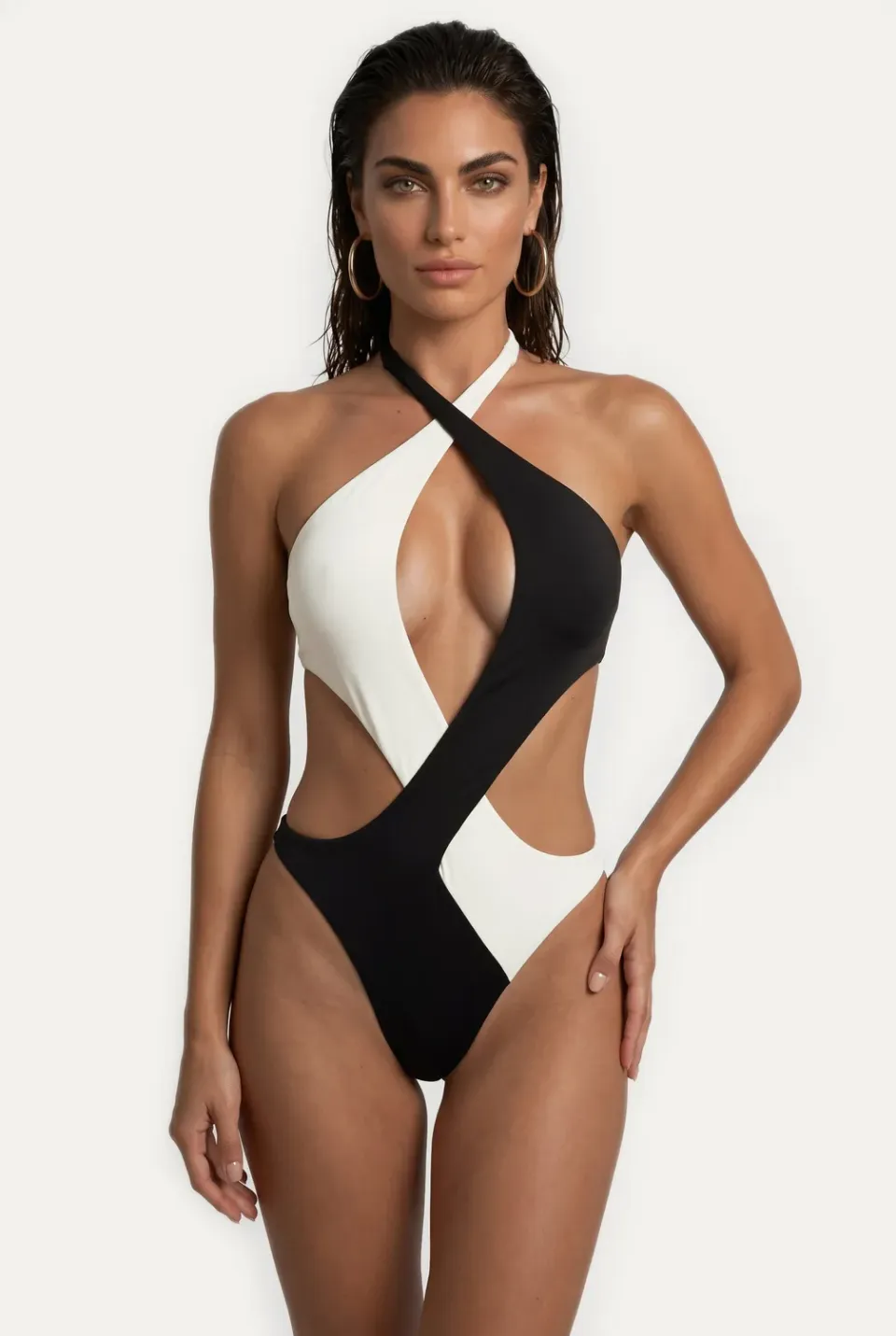 4 Giveness Doppio Incrocio costume intero black&white