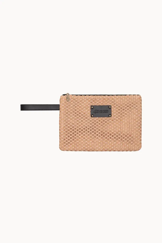 4 Giveness Pochette Donna Sand-Nero in Tessuto
