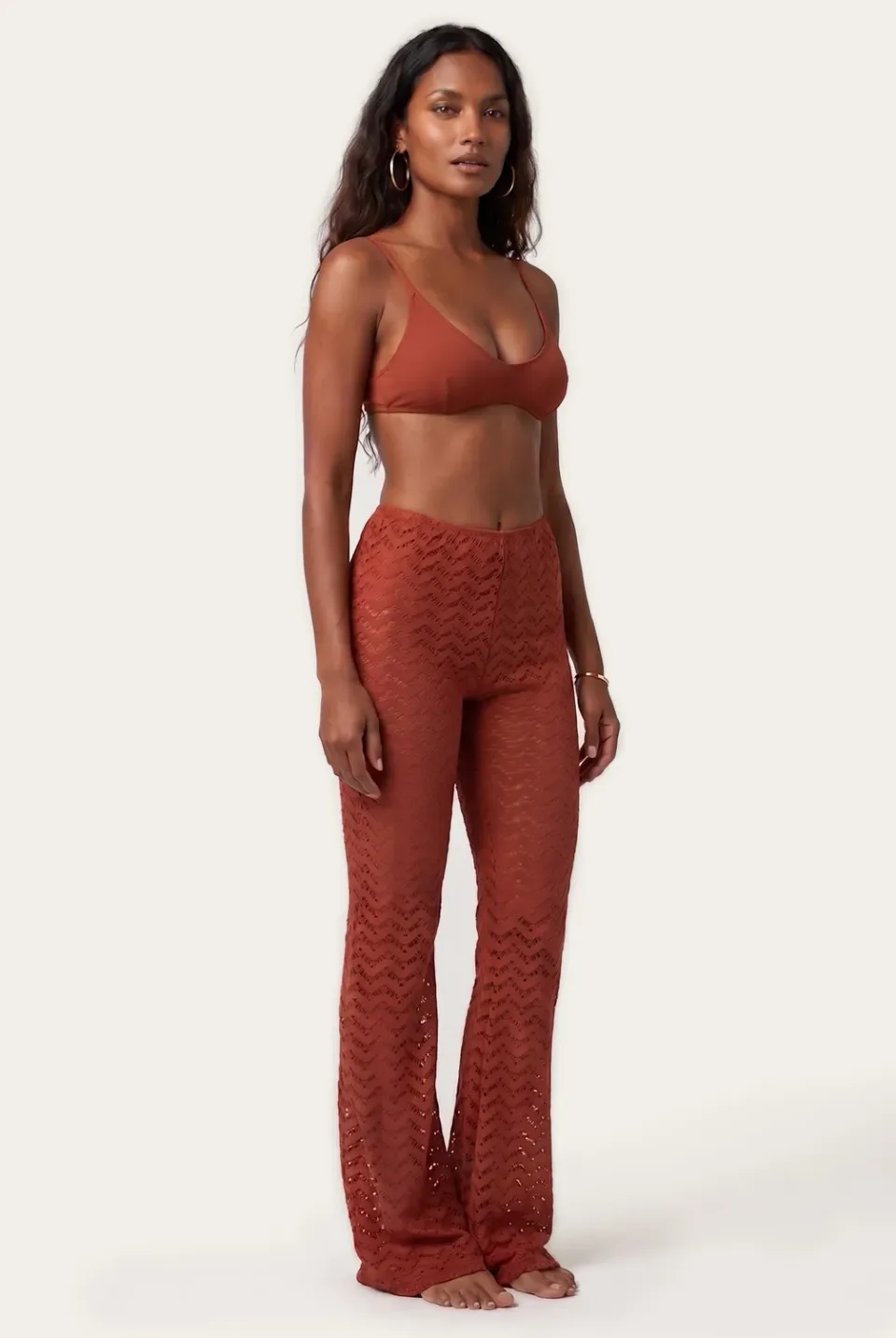 4 Giveness Mesh Crochet pantalone ruggine S traforato