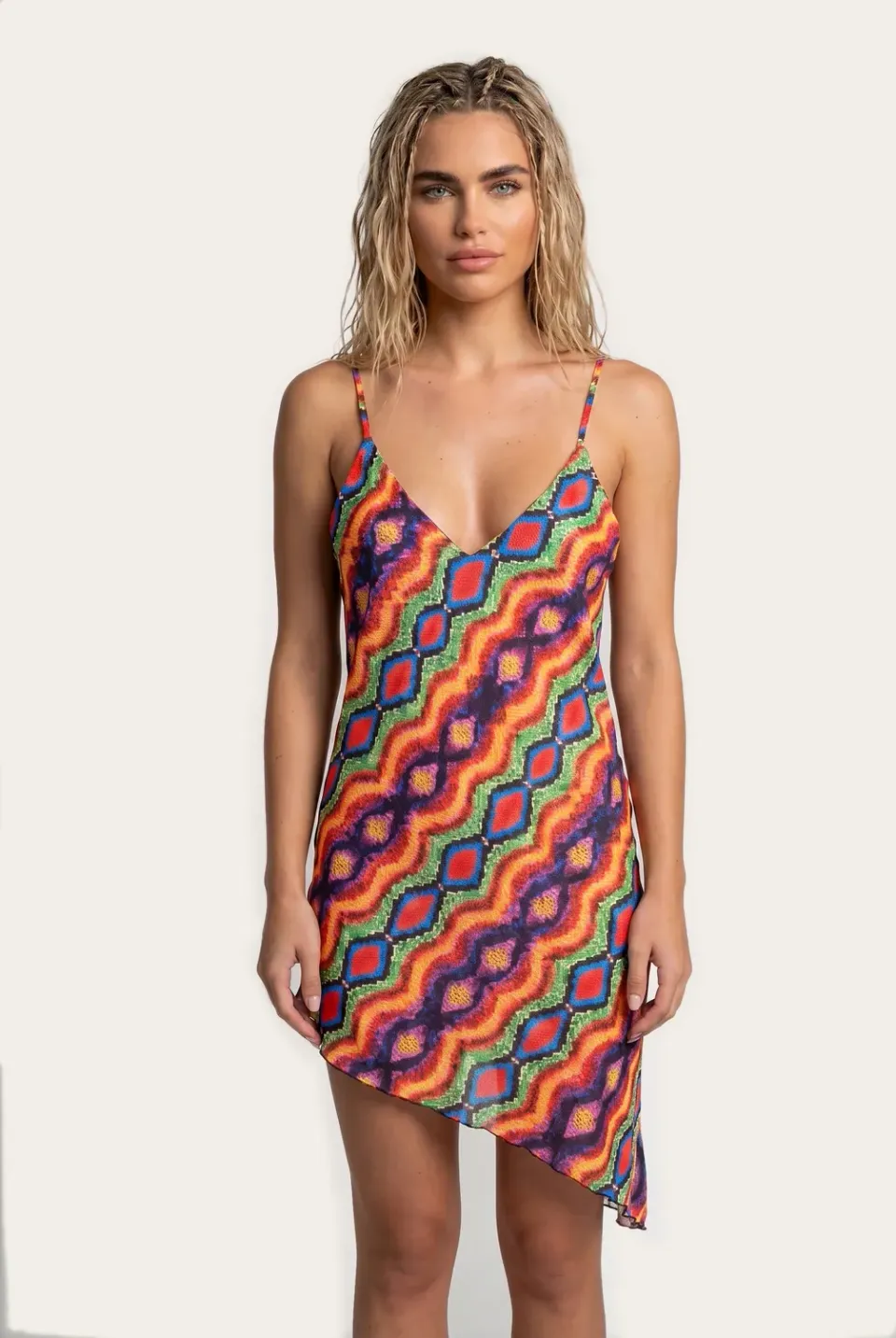 4 Giveness Rainbow Python abito corto georgette