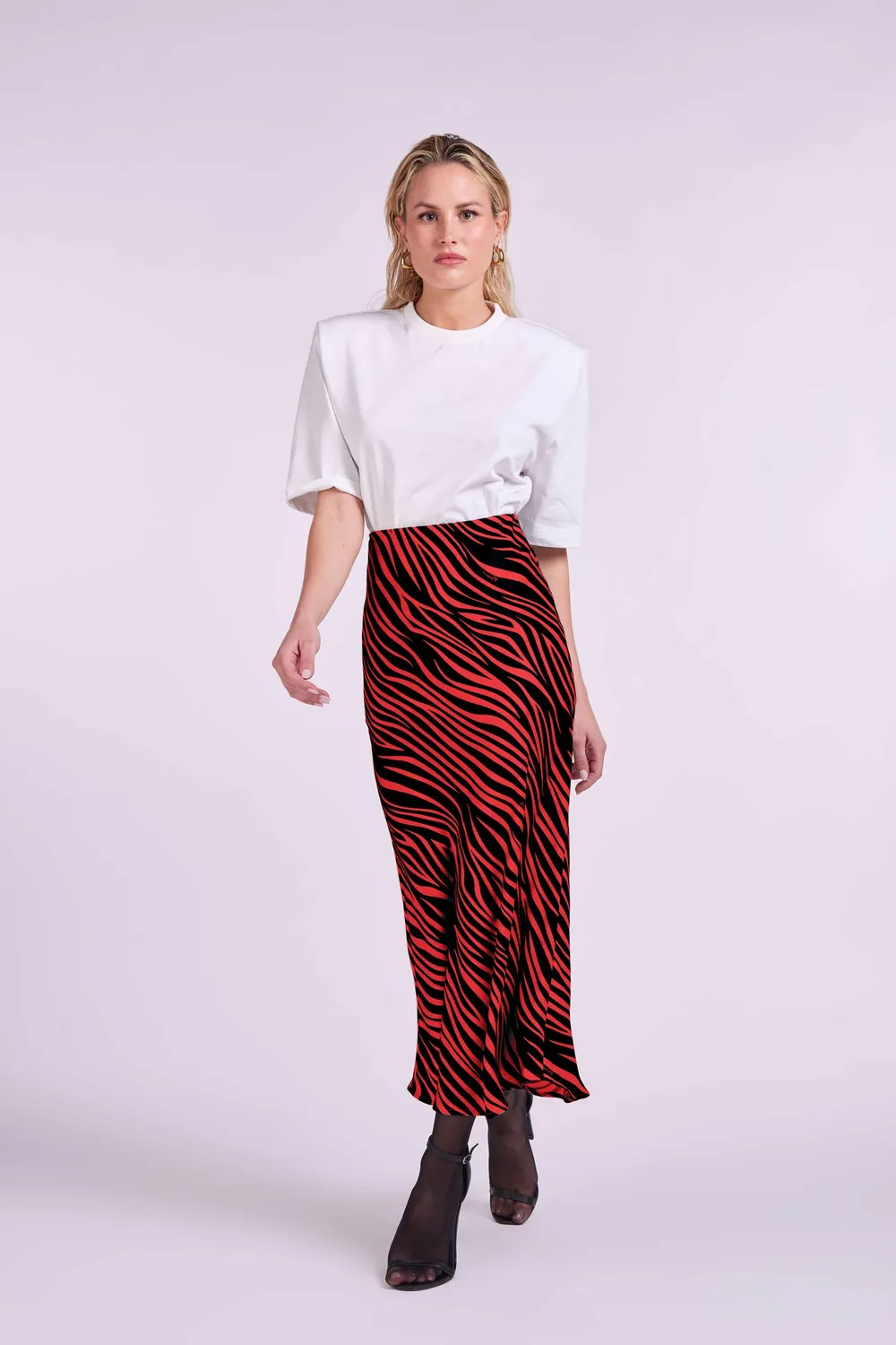 4 Giveness Long Skirt Fantasy Zebra gonna lunga nera