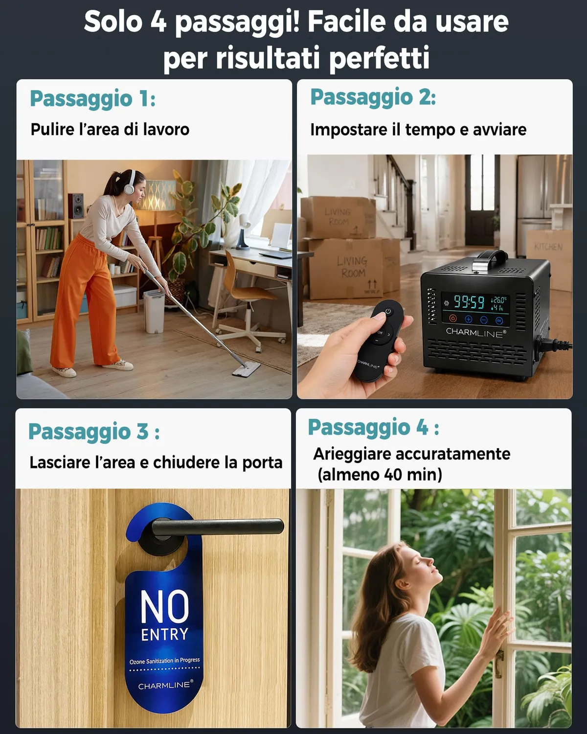 Charmline Classico generatore ozono nero 60000 mg/h