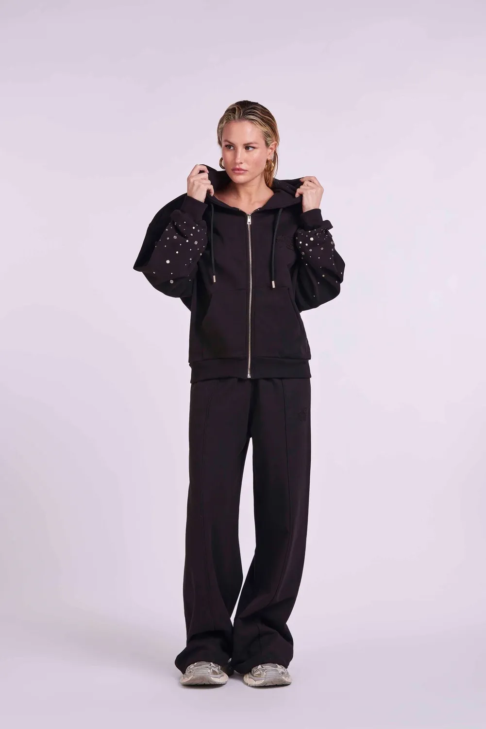 4 Giveness Palace 4GVS Pantaloni Palazzo Cotone Nero M