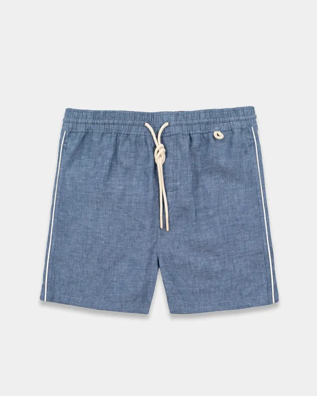 Mosso Sunwear Linen bermuda blu gamba dritta in lino