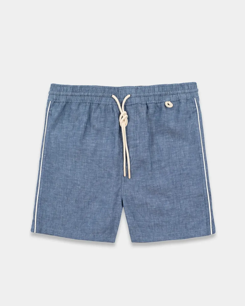 Mosso Sunwear Linen bermuda blu gamba dritta in lino