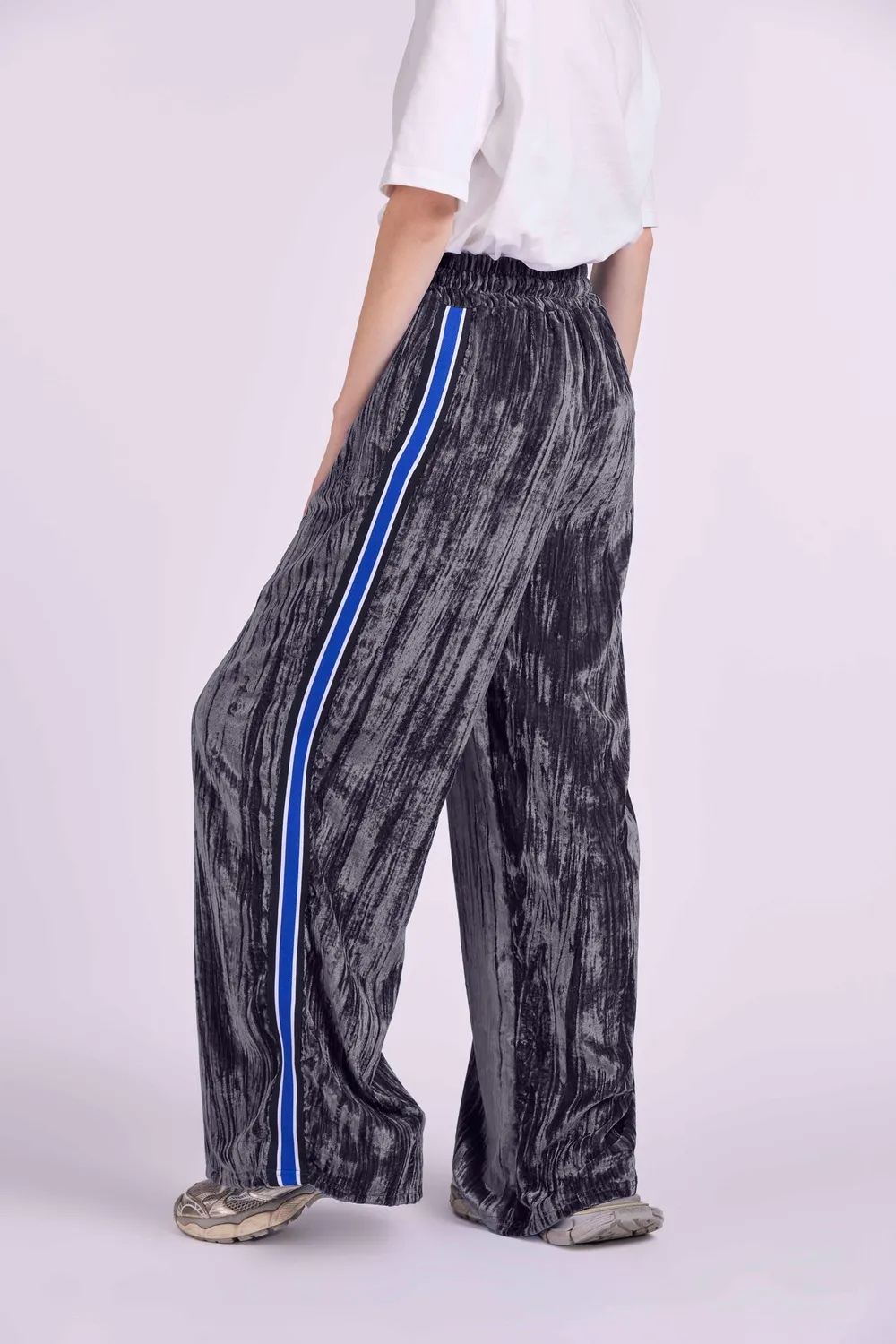 4Giveness 4GVS pantaloni palazzo bande grigio poliestere