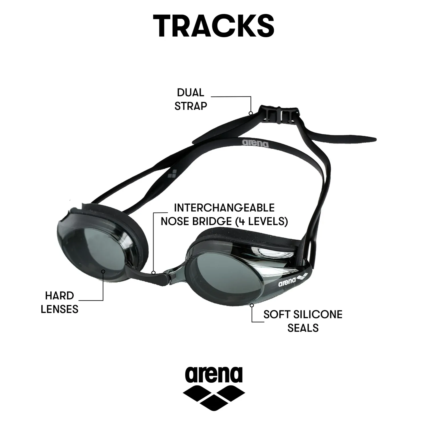 arena Tracks Black Smoke occhialini gara lenti scure