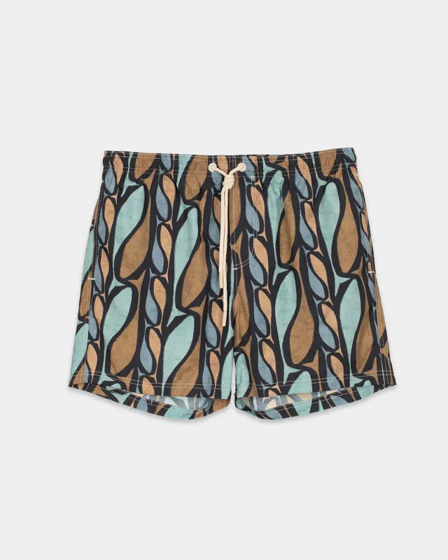Mosso Sunwear Pesci costume boxer marrone fluido