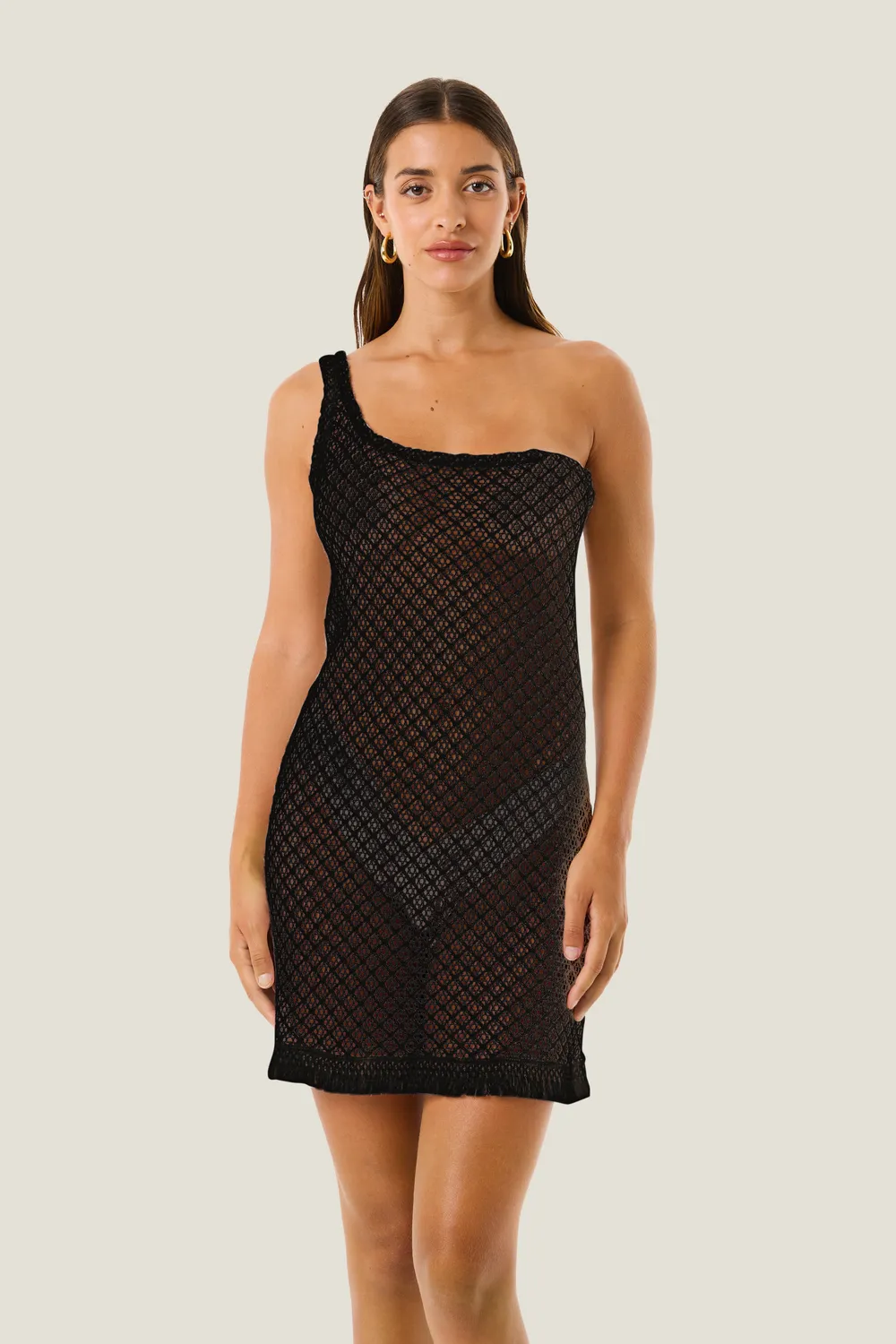 4 Giveness Natural Mesh Abito Corto Ecru Leggero