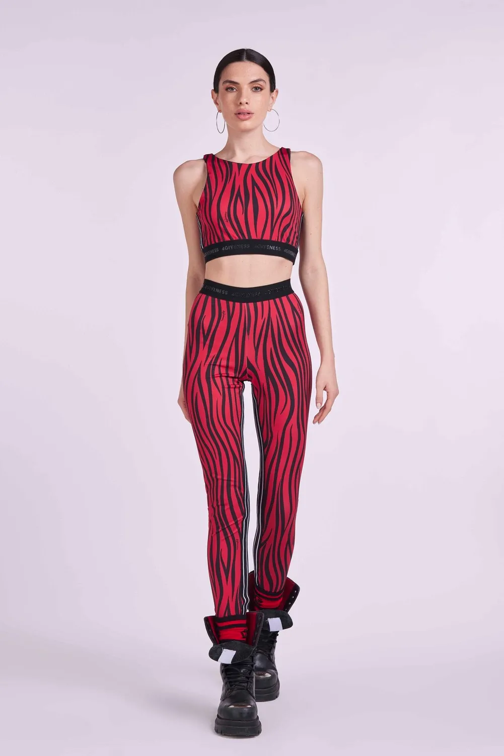 4 Giveness Zebra Logo top lycra zebrato nero