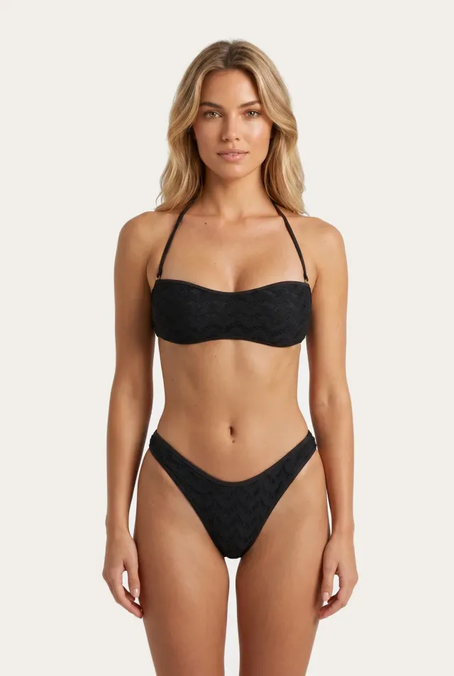 4Giveness Fascia e Slip a V Mesh Crochet bikini nero