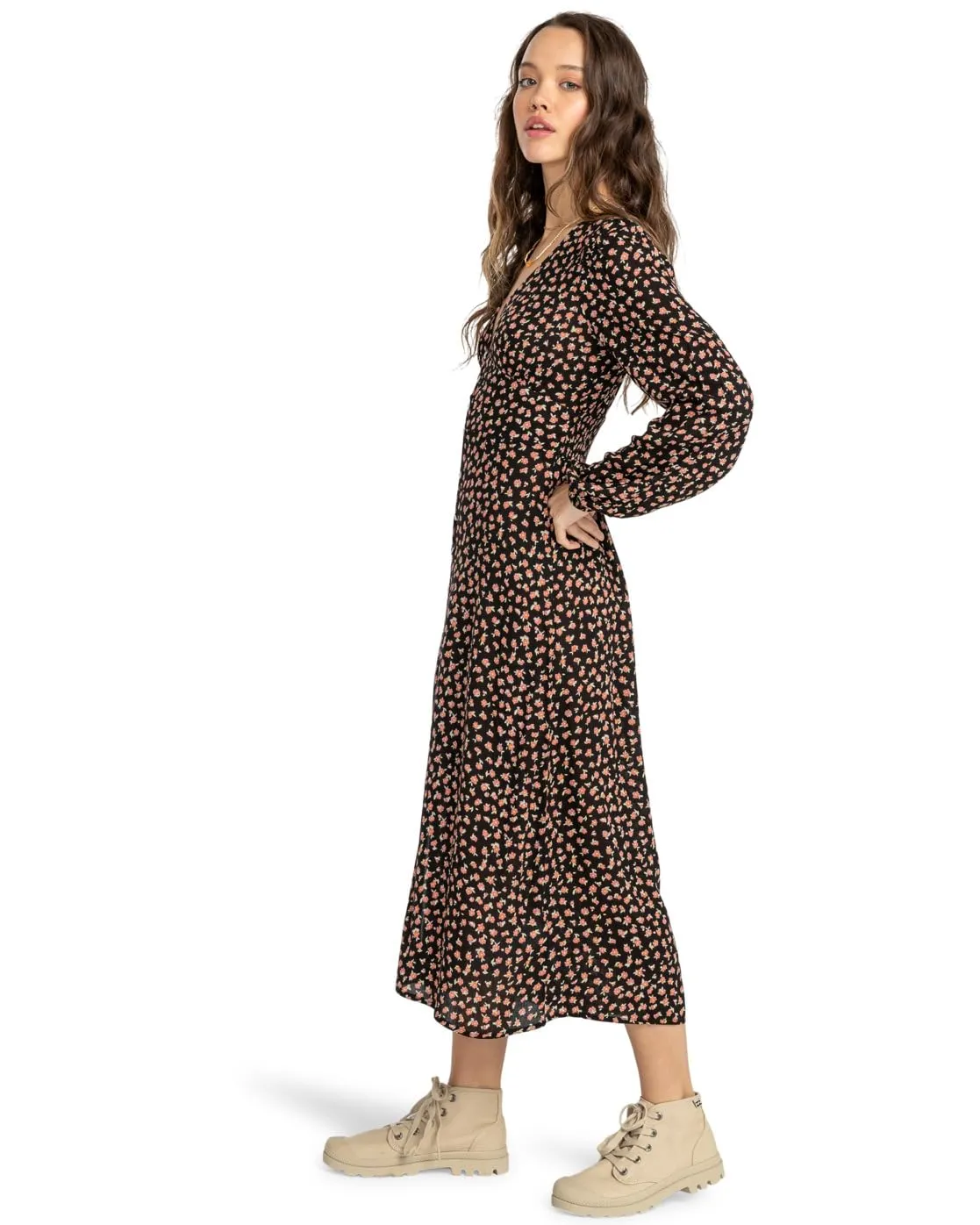 Billabong Cool Night vestito donna XL midi viscosa scollo V